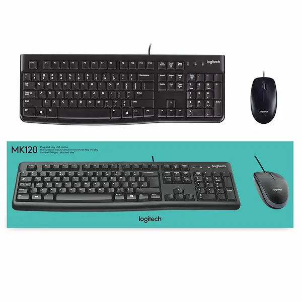 Combo Logitech Mk120 Teclado Y Mouse Alámbrico Usb