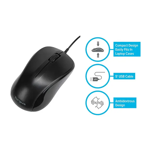 Targus Amu80 Mouse Usb Óptico Ambidiestro