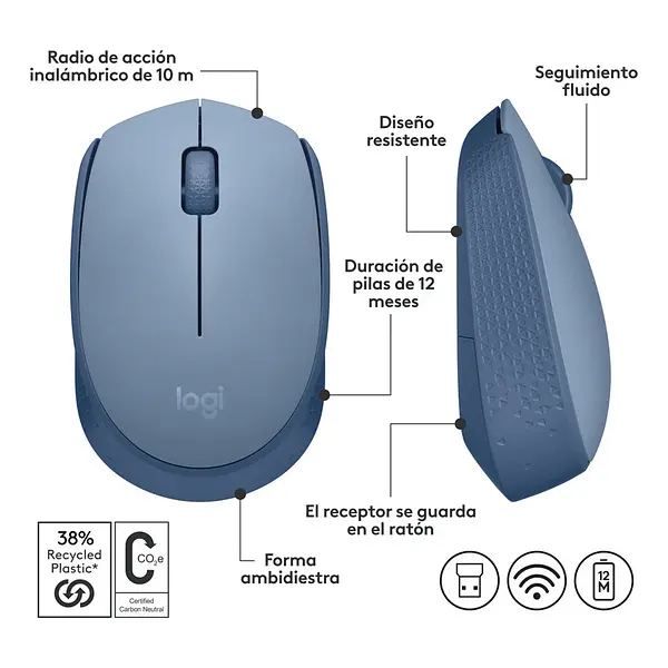 Logitech M170 Mouse Inalámbrico Portátil